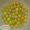 12mm Mixed Style Yellow Faux Pearl Beads sold in packages of 50 beads