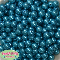 12mm Peacock Blue Faux Pearl Beads sold in packages of 50 beads