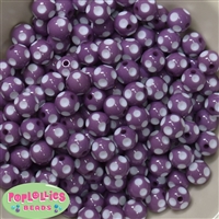 12mm Purple Polka Dot Bubblegum Beads sold in packages of 50 beads