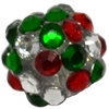 12mm Christmas Confetti Rhinestone Bubblegum Beads