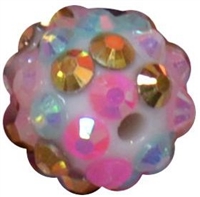 12mm Unicorn Confetti Rhinestone Bubblegum Beads