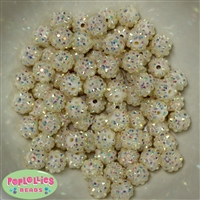 12mm Cream Rhinestone Bubblegum Beads