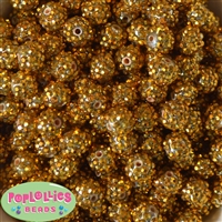 12mm Metallic Gold Rhinestone Bubblegum Beads