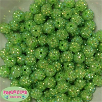 12mm Lime Green Rhinestone Bubblegum Beads