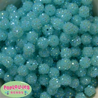 12mm Neon Sky Blue Rhinestone Bubblegum Beads