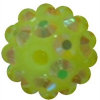 12mm Neon Yellow Rhinestone Bubblegum Beads