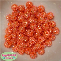 12mm Orange Rhinestone Bubblegum Beads