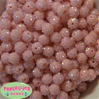 12mm Peach Rhinestone Bubblegum Beads
