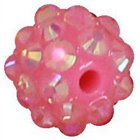 12mm Pink Rhinestone Bubblegum Beads