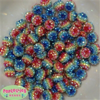 12mm Rainbow Rhinestone Bubblegum Beads