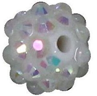 12mm White Rhinestone Bubblegum Beads