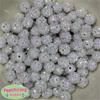 12mm White Rhinestone Bubblegum Beads