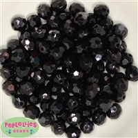 12mm Black Faceted Acrylic Bubblegum Beads
