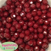 12mm Solid Burgundy Faceted Clear Acrylic Bubblegum Beads