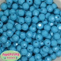 12mm Solid Turquoise Faceted Clear Acrylic Bubblegum Beads