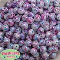 12mm Jewel Splatter Acrylic Bubblegum Beads sold in packages of 40 beads