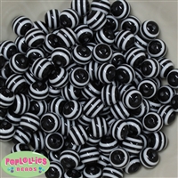 12mm Black Stripe Bubblegum Beads