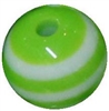 12mm Lime Green Stripe Bubblegum Beads