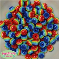 12mm Rainbow Stripe Bubblegum Beads