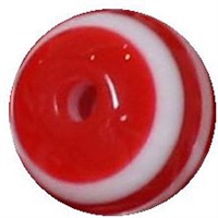 12mm Red Stripe Bubblegum Beads