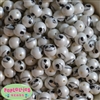 12mm Zombie print matte white acrylic bubblegum beads