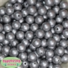 14mm Matte Silver Faux Pearl Bubblegum Beads