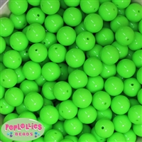 14mm Neon Lime Green Solid Acrylic Beads