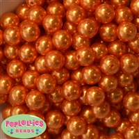 14mm Deep Orange Faux Pearl Bubblegum Beads