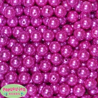 14mm Rose Pink Faux Pearl Bubblegum Beads