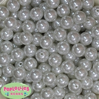 14mm White Faux Pearl Bubblegum Beads