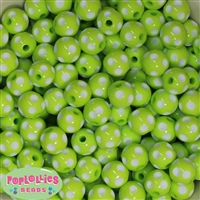 14mm Lime Green Polka Dot Acrylic Bubblegum Beads