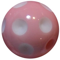 14mm Pink Polka Dot Acrylic Bubblegum Bead