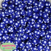 14mm Royal Blue Polka Dot Bubblegum Beads