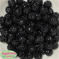 14mm Black Rhinestone Bubblegum Beads Bulk