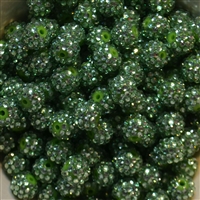 14mm Christmas Green Rhinestone Bubblegum Beads Bulk