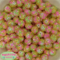 14mm Spring Confetti Rhinestone Bubblegum Beads