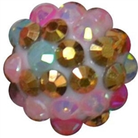 14mm Unicorn Confetti Rhinestone Bubblegum Beads