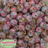 14mm Unicorn Confetti Rhinestone Bubblegum Beads Bulk