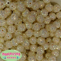 14mm Cream Rhinestone Bubblegum Beads