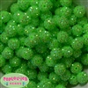 14mm Neon Lime Green Rhinestone Bubblegum Beads