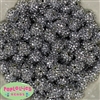 14mm Silver Rhinestone Bubblegum Beads