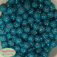 14mm Turquoise Rhinestone Bubblegum Beads