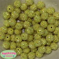 14mm Yellow Rhinestone Bubblegum Beads