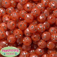 16mm Orange Bling Pearl Beads 20pc