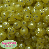 16mm Yellow Bling Pearl Beads 20pc
