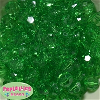 16mm Clear Green Facet Beads 20pc