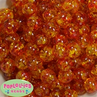 16mm Orange Clear Marble Style Acrylic Gumball Bead