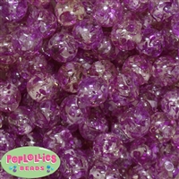 16mm Purple Clear Marble Style Acrylic Gumball Bead