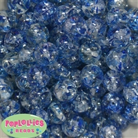 16mm Royal Blue Clear Marble Style Acrylic Gumball Bead