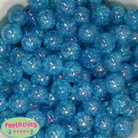 16mm Blue Crackle Acrylic Bubblegum Beads